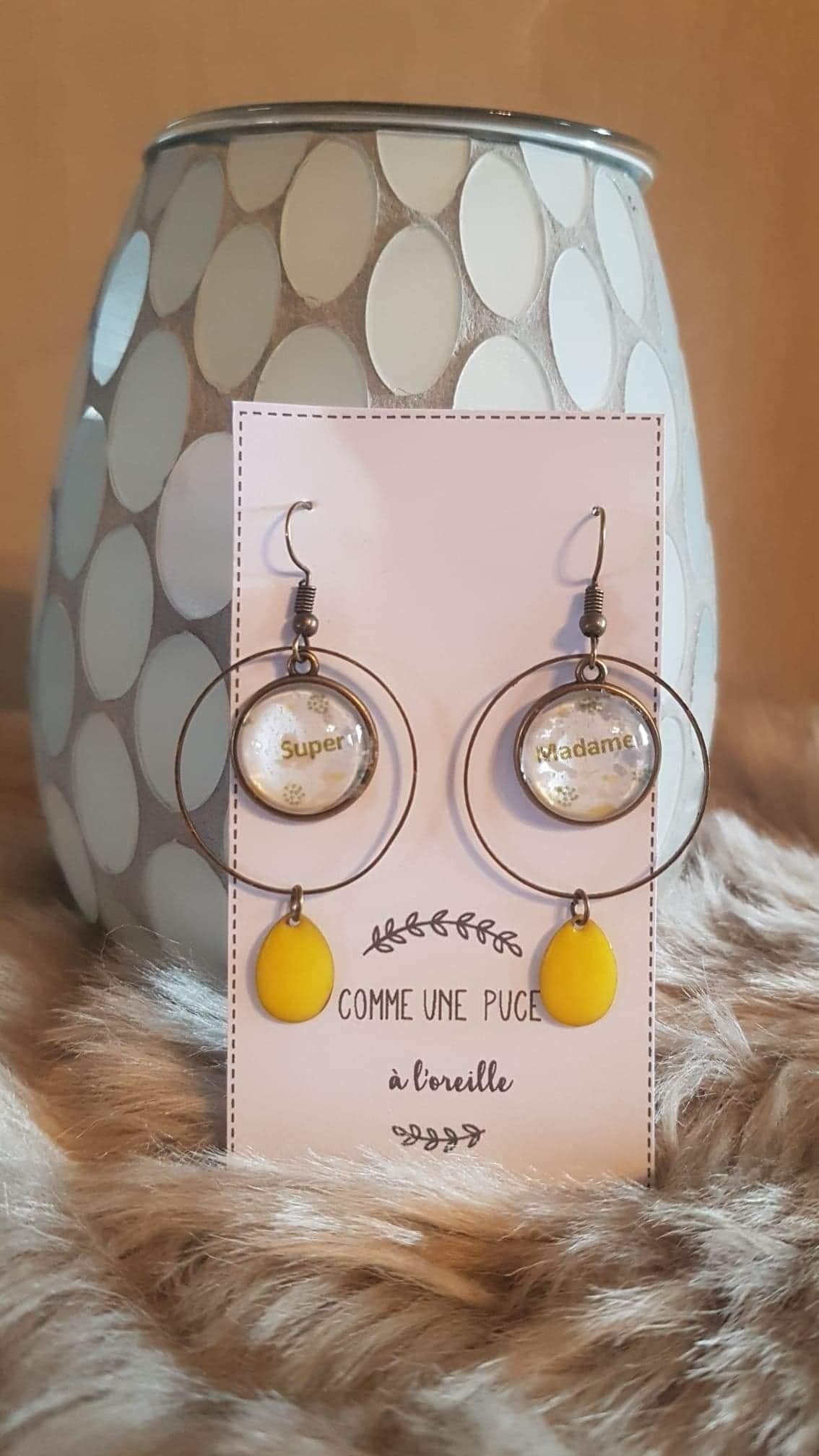 Boucles d'oreilles Merci Madame