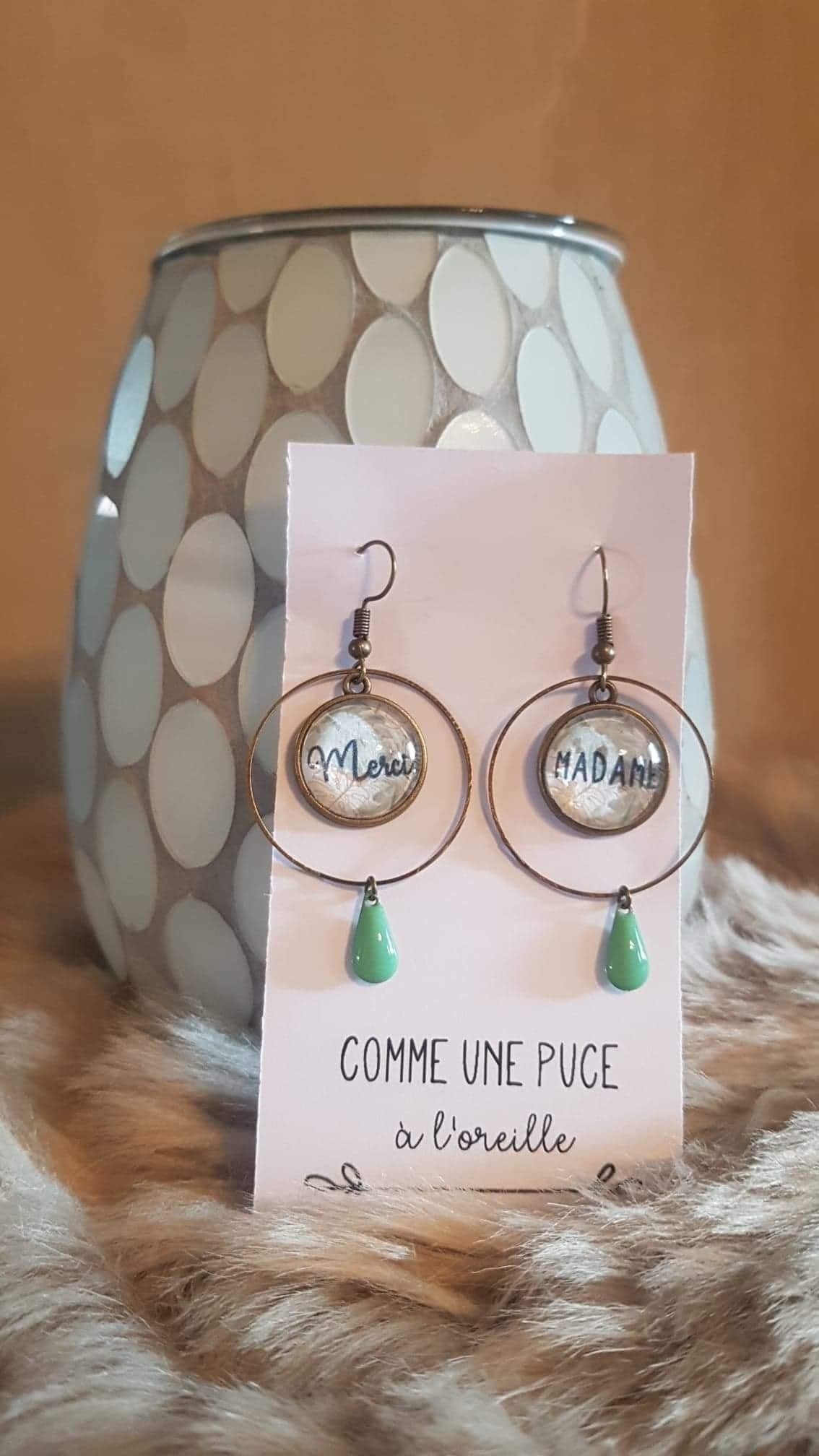 Boucles d'oreilles Merci Madame