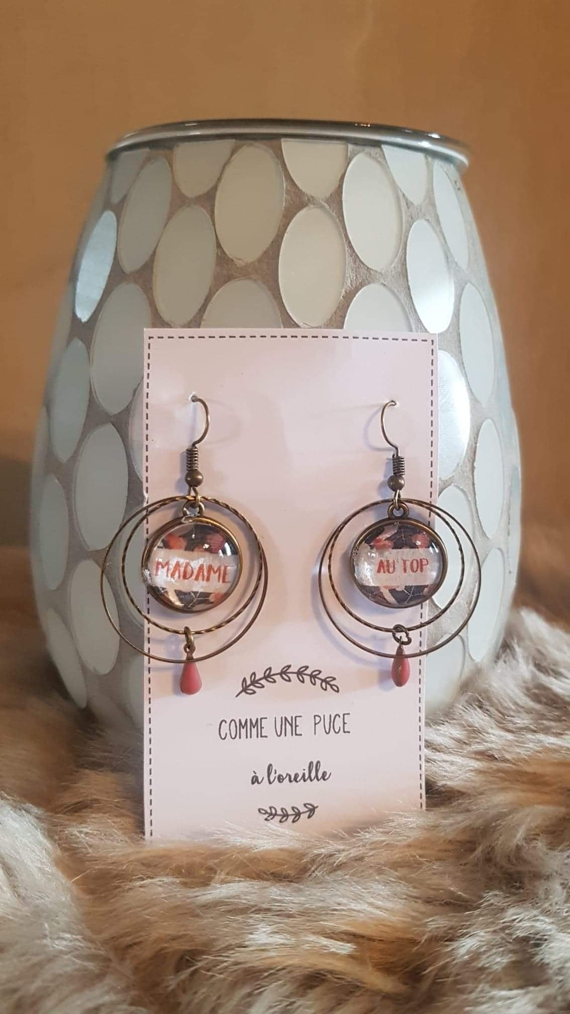 Boucles d'oreilles Merci Madame