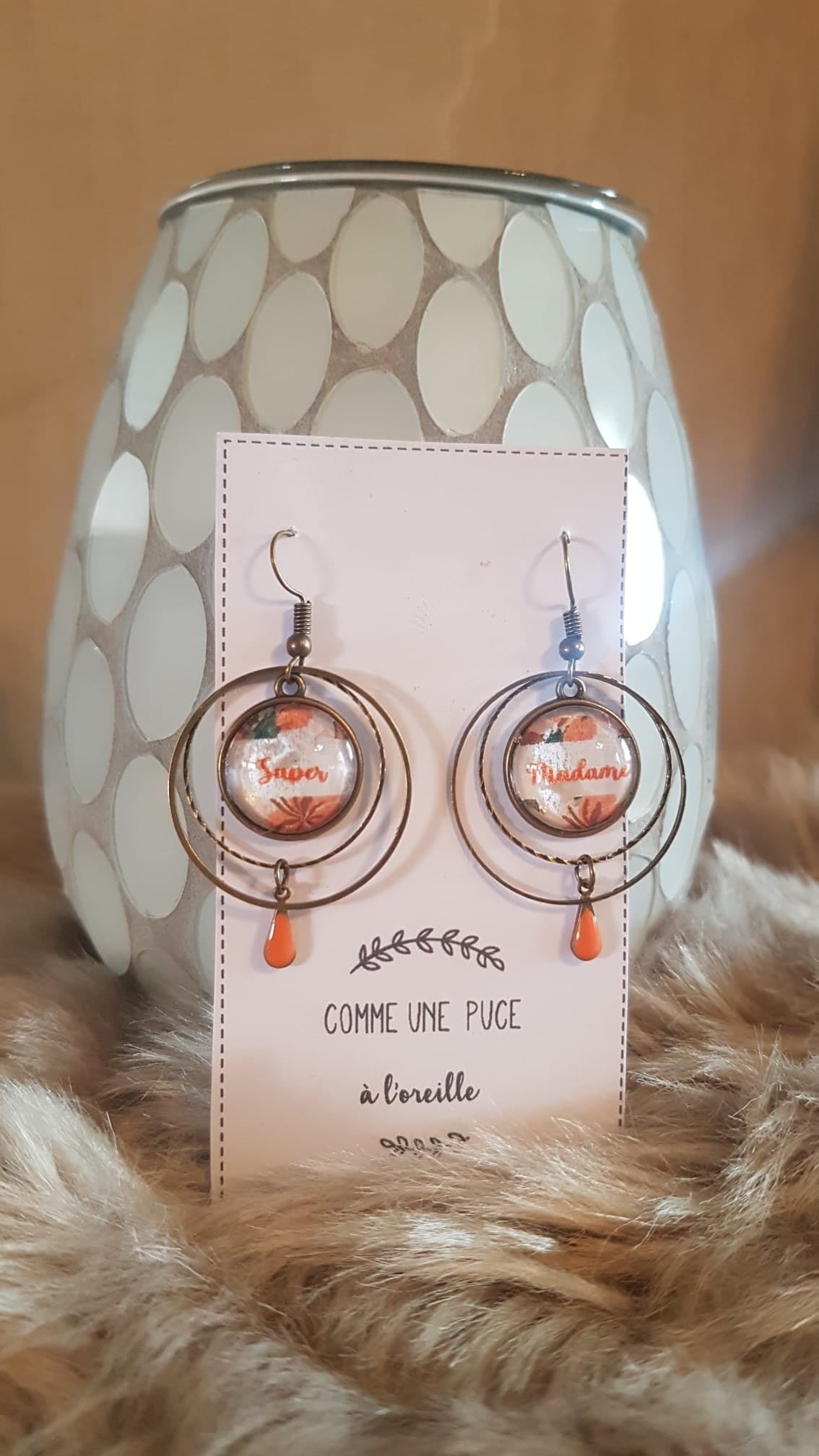 Boucles d'oreilles Merci Madame