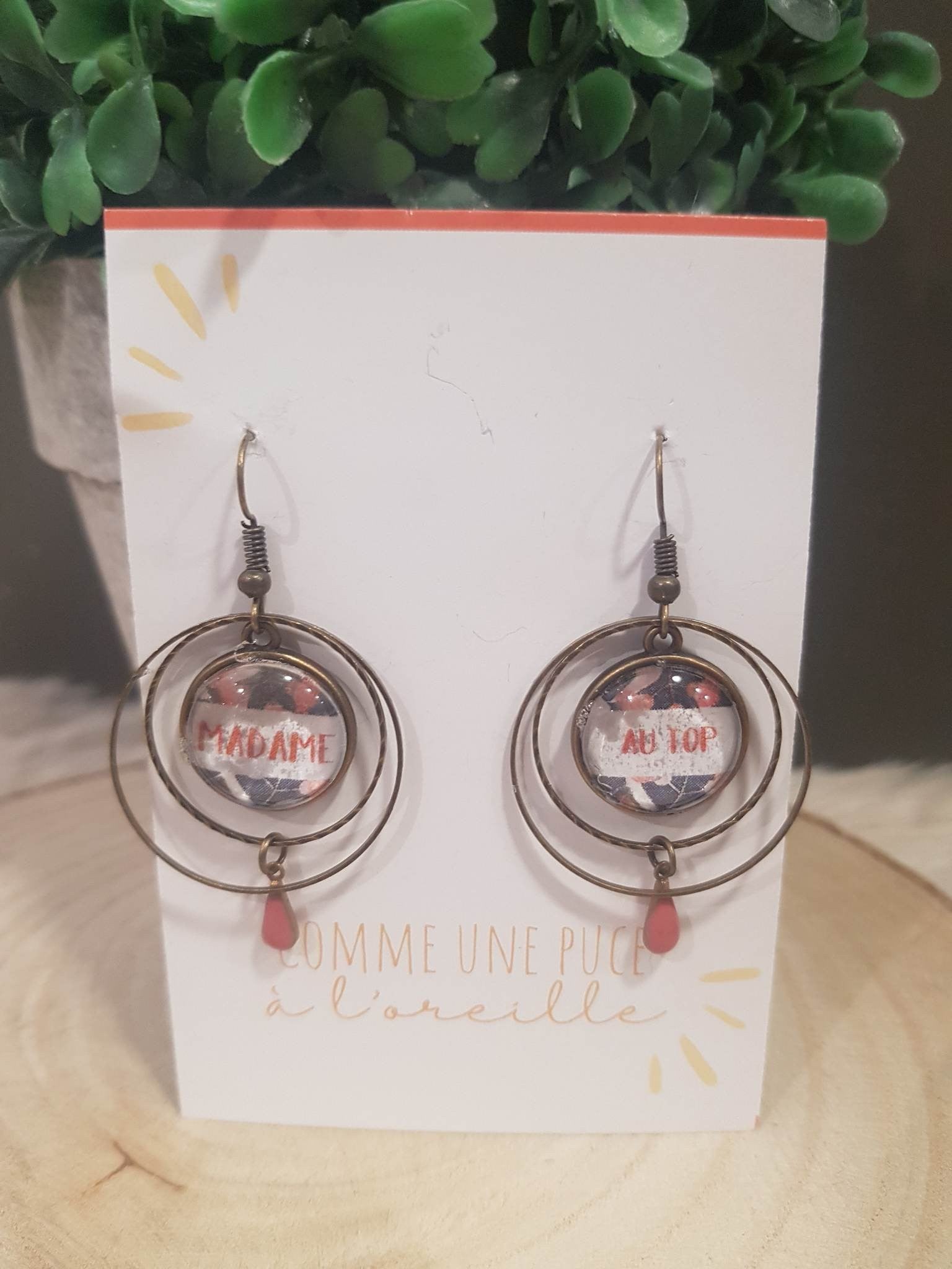 Boucles d'oreilles Merci Madame