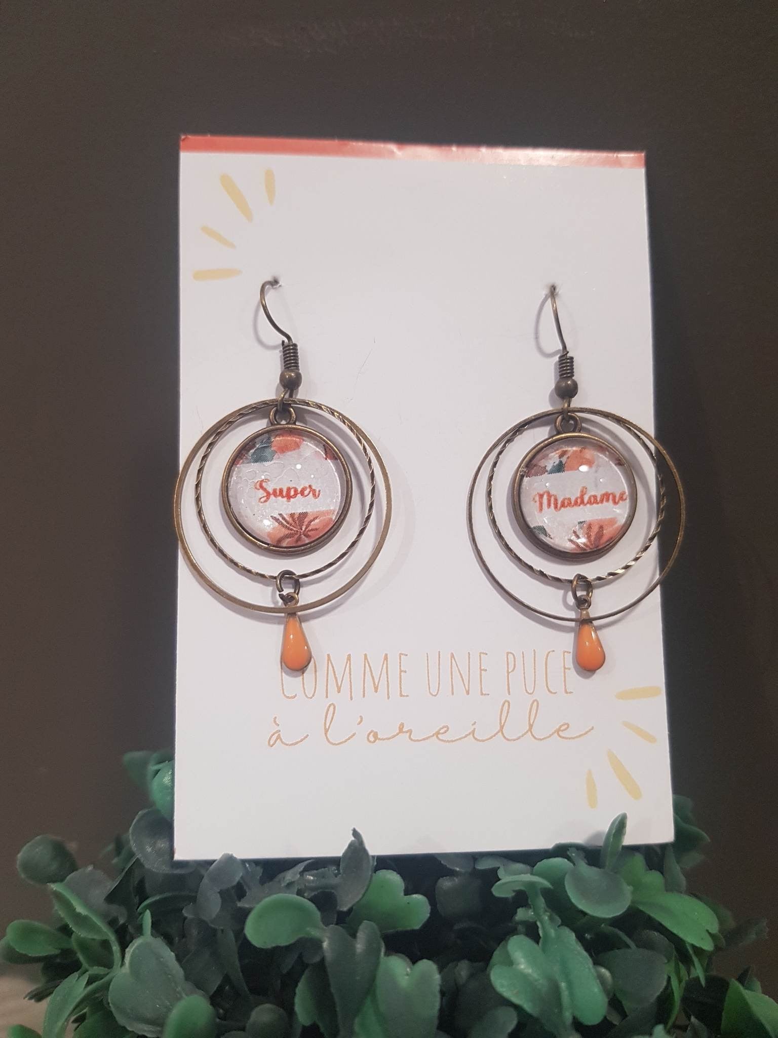 Boucles d'oreilles Merci Madame