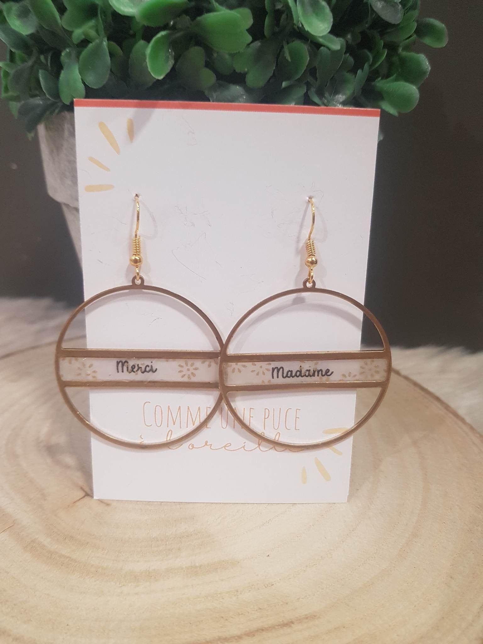 Boucles d'oreilles Merci Madame