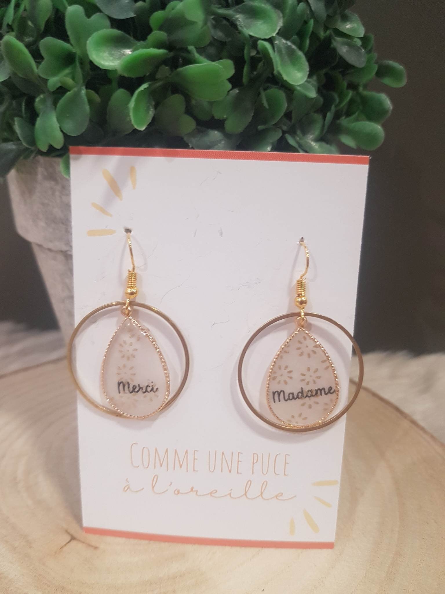 Boucles d'oreilles Merci Madame