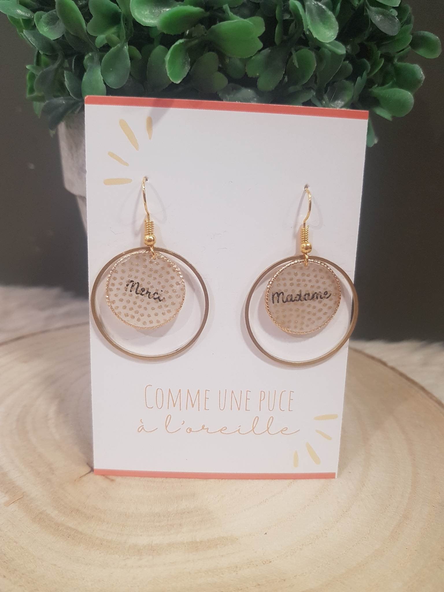 Boucles d'oreilles Merci Madame