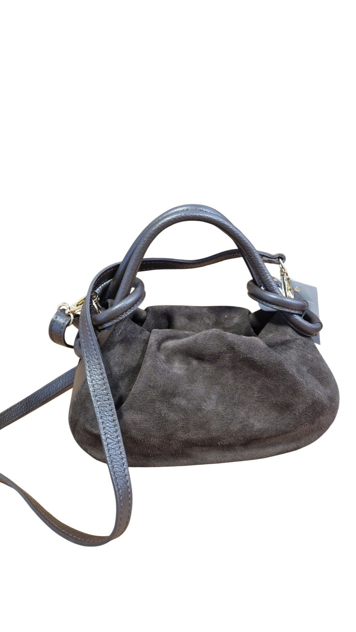 Sac en cuir suède graine noeud chocolat