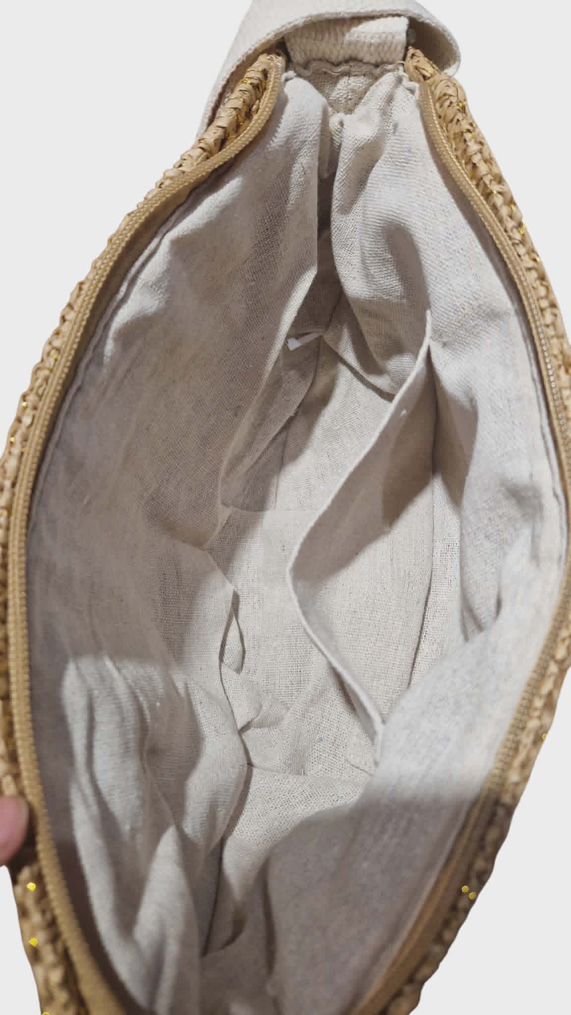 Sac banane/bandoulière Mandoline  Beige/Gold