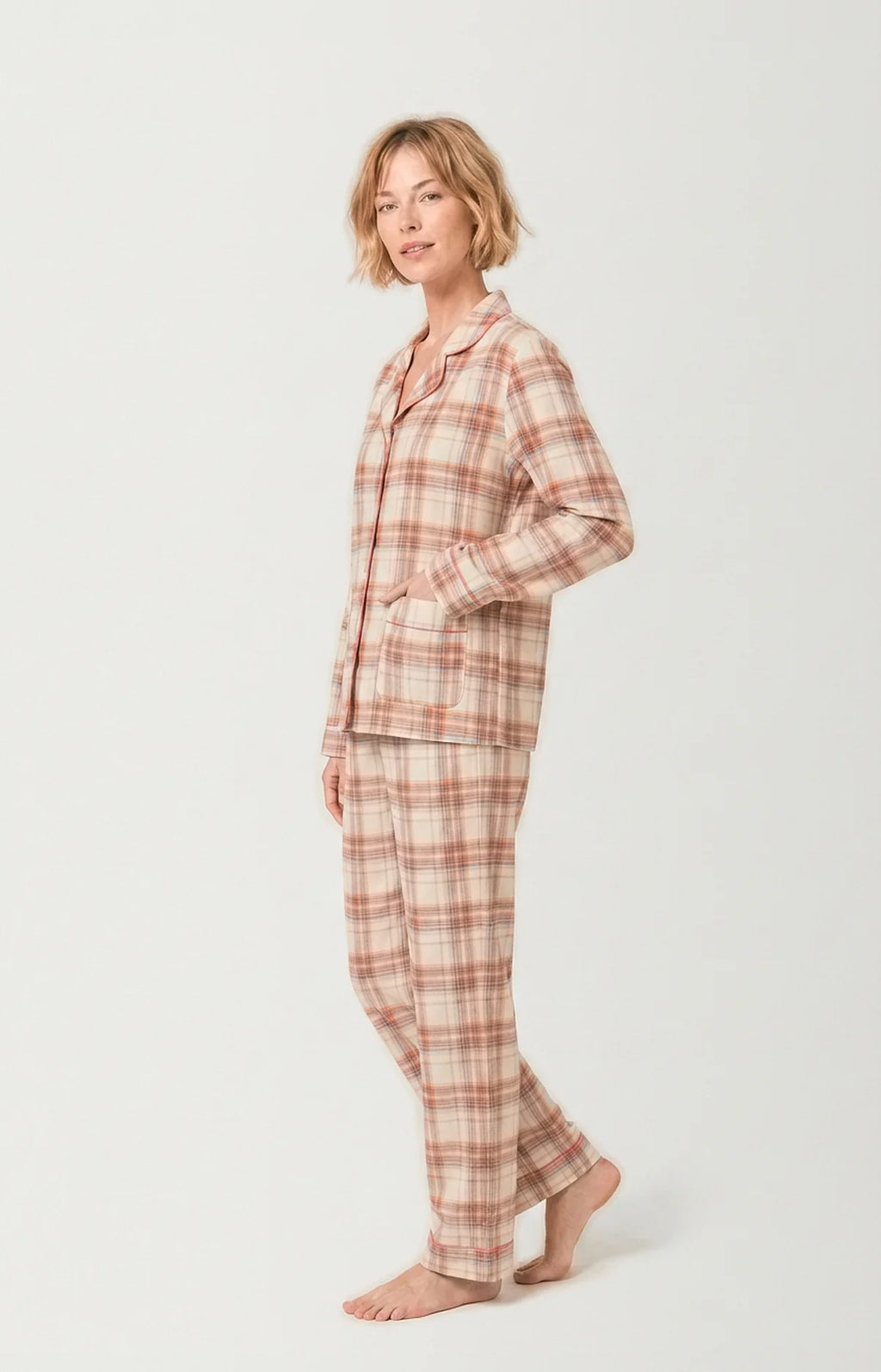 Pyjama boutonné en flanelle de coton Alix