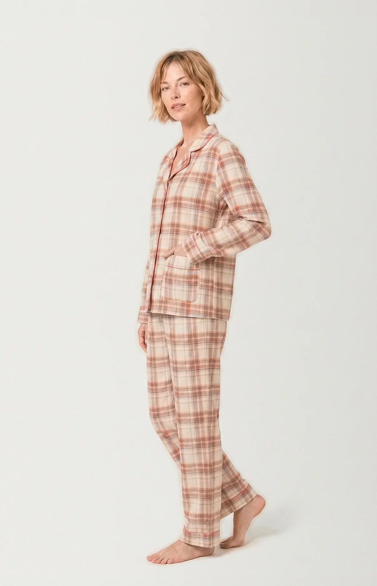 Pyjama boutonné en flanelle de coton Alix