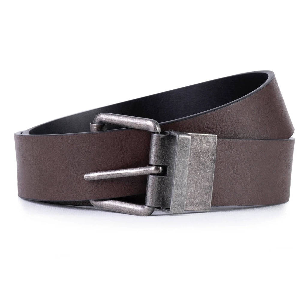 Ceinture Isotoner Homme 2 en 1 réversible Noir/Marron