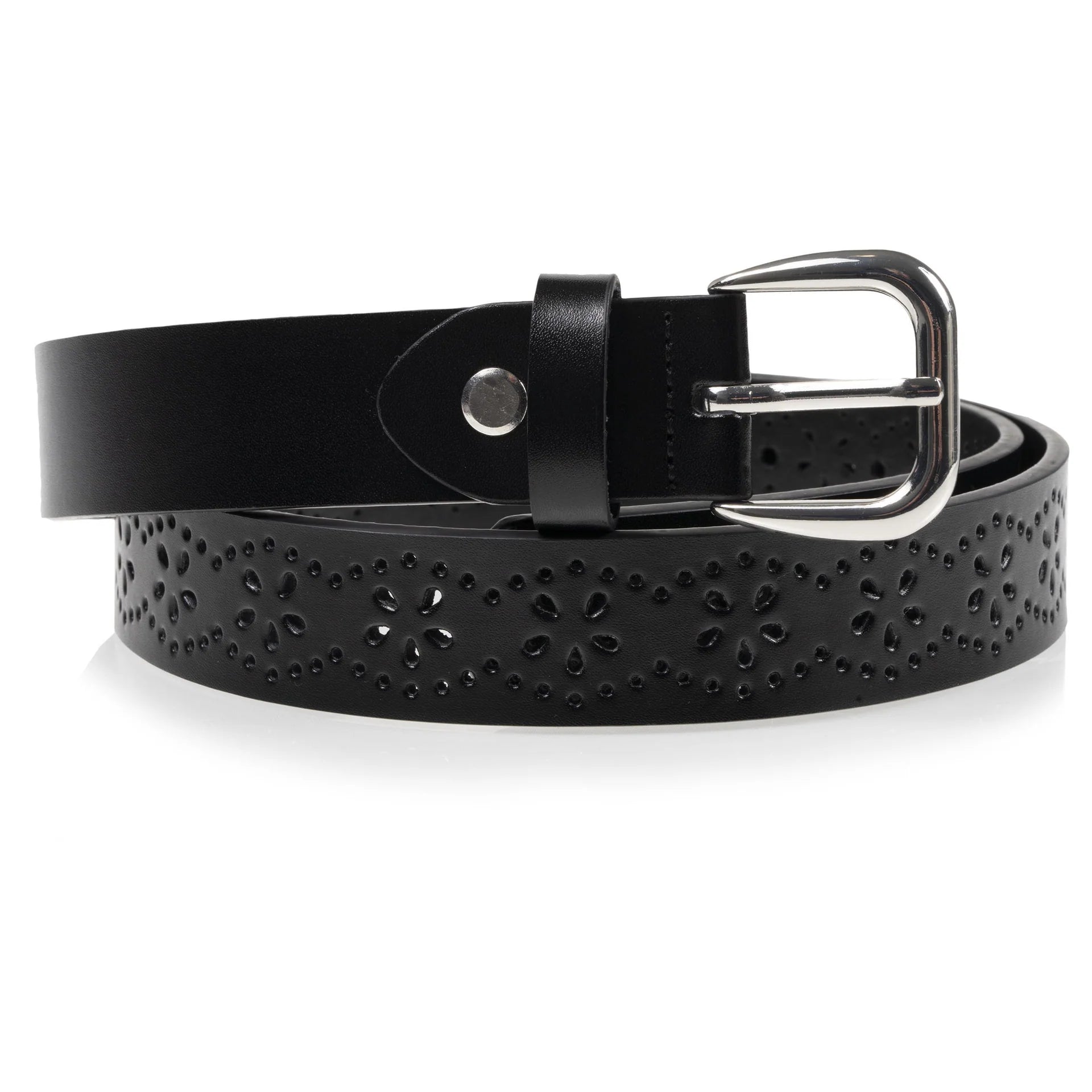 Ceinture Isotoner Femme Cuir Noir Ajouré