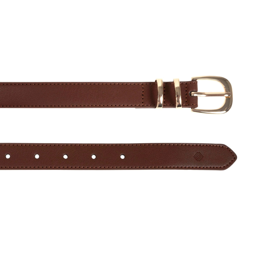 Ceinture Isotoner Femme Marron Cuir boucle Dorée