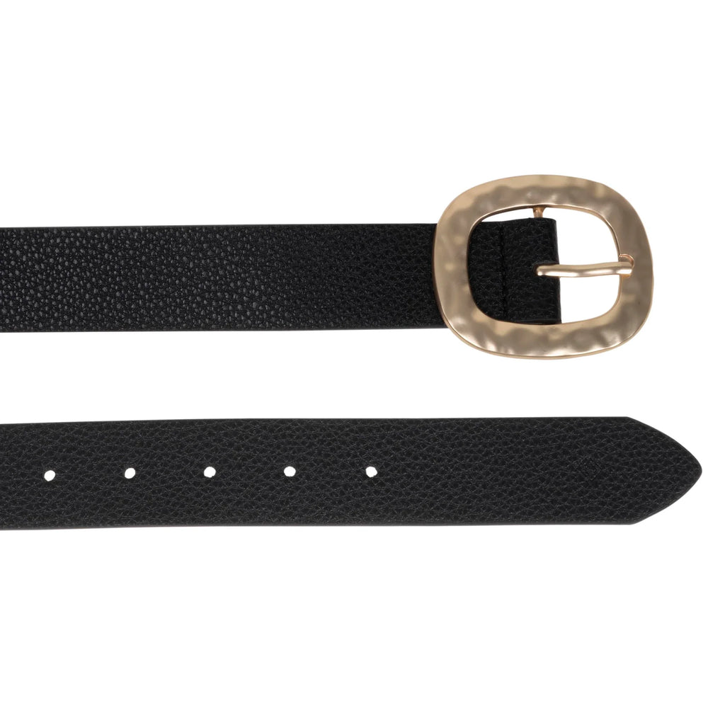 Ceinture Isotoner Femme Noir Boucle Martelée
