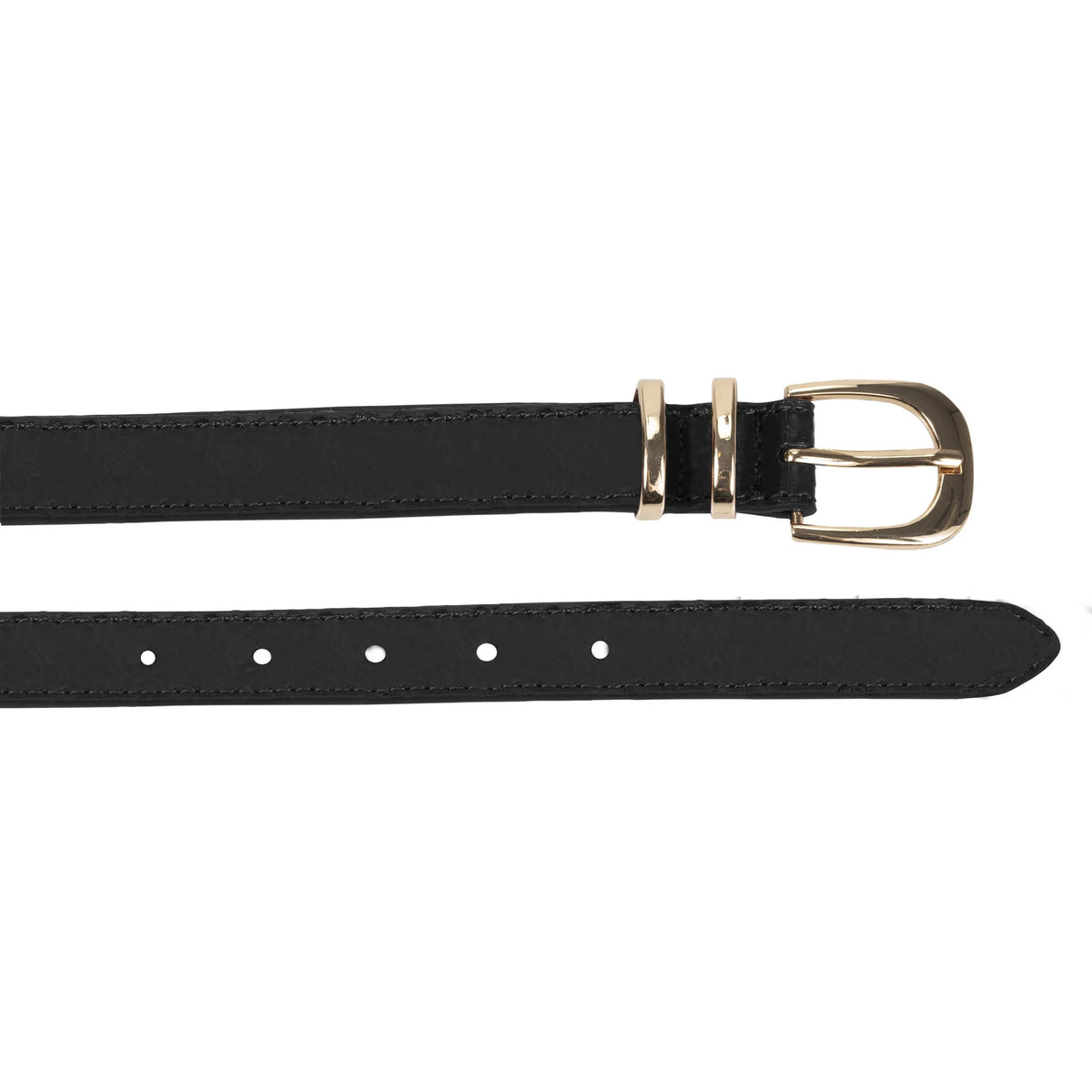 Ceinture Isotoner Femme Noir Cuir boucle Dorée