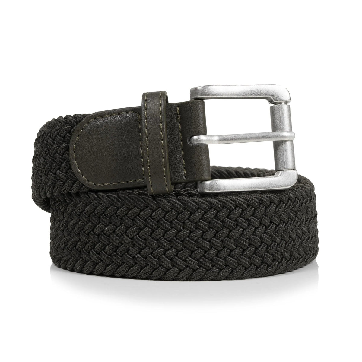 Ceinture Isotoner Homme tissu tressé kaki