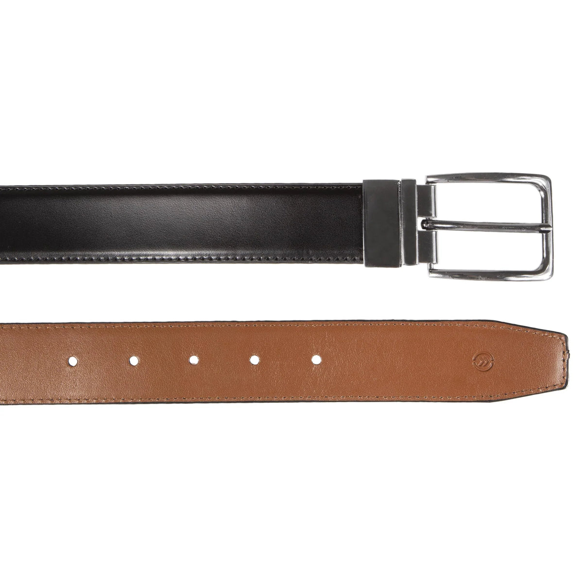 Ceinture Isotoner Homme 2 en 1 Noir/Cognac