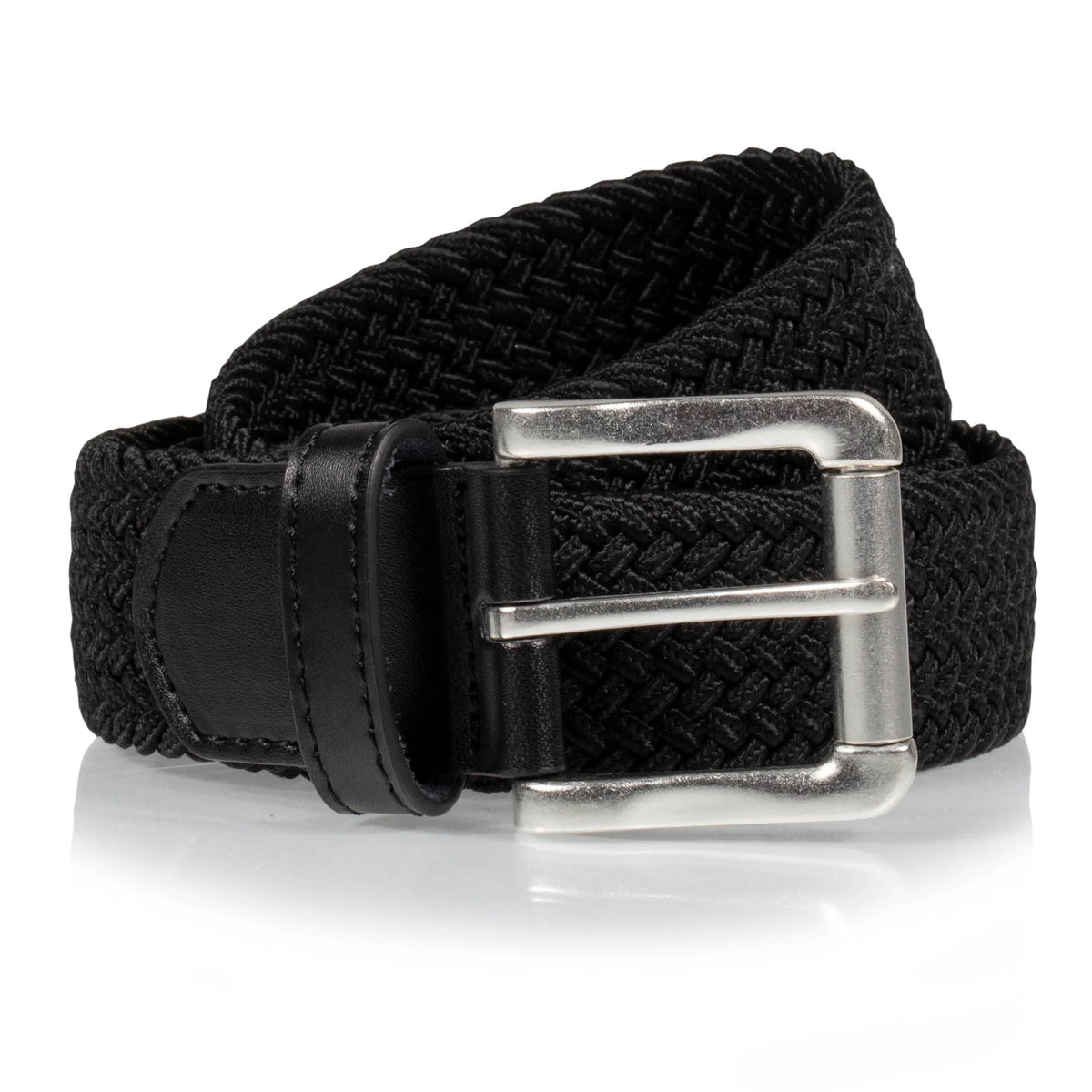 Ceinture Isotoner Homme tissu tressé Noir
