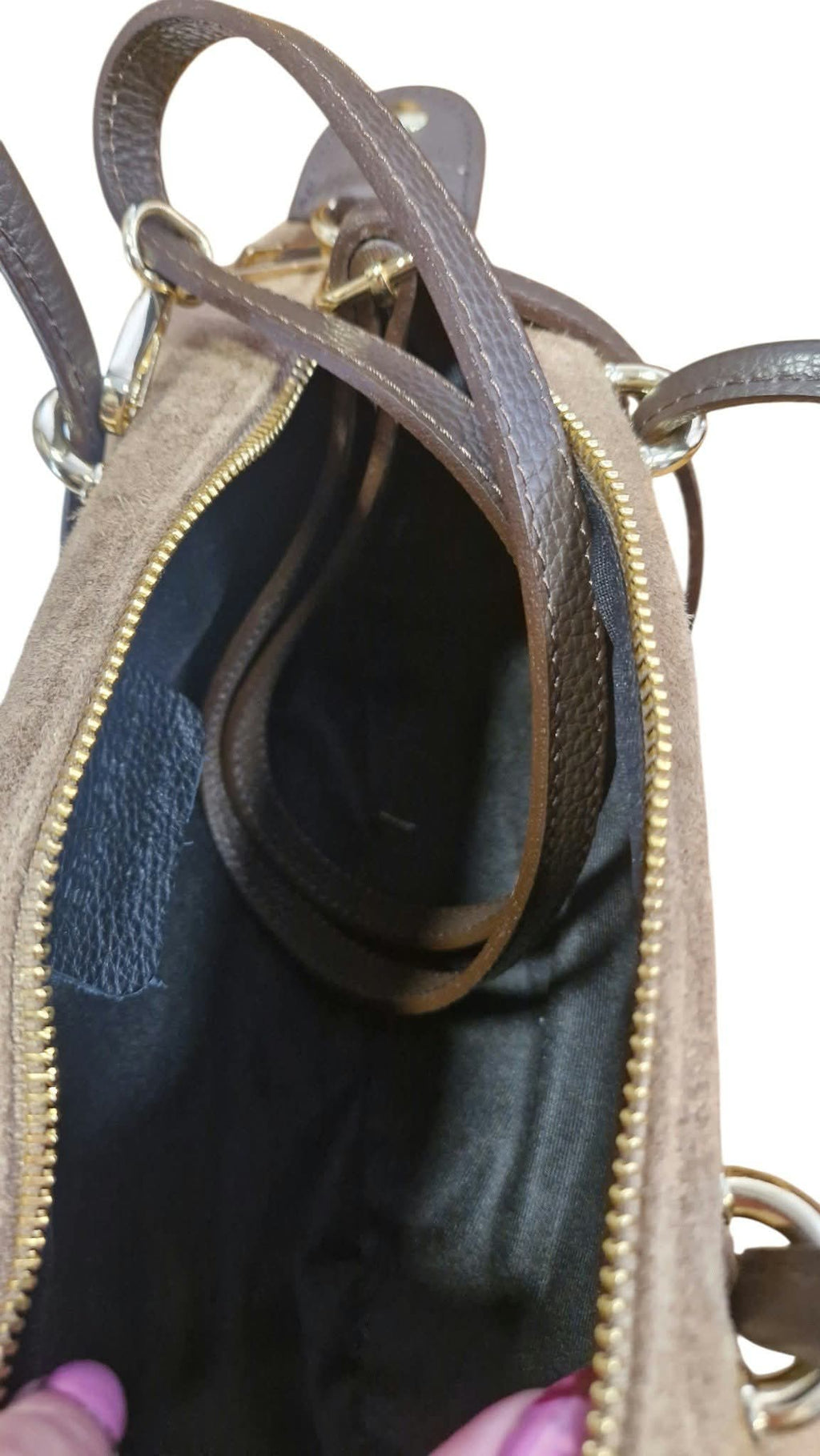 Sac en cuir suède taupe