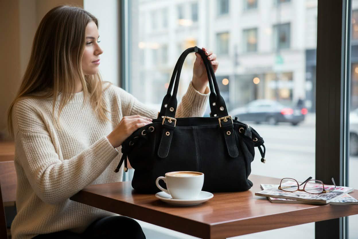 Sac cuir lacet large Balck