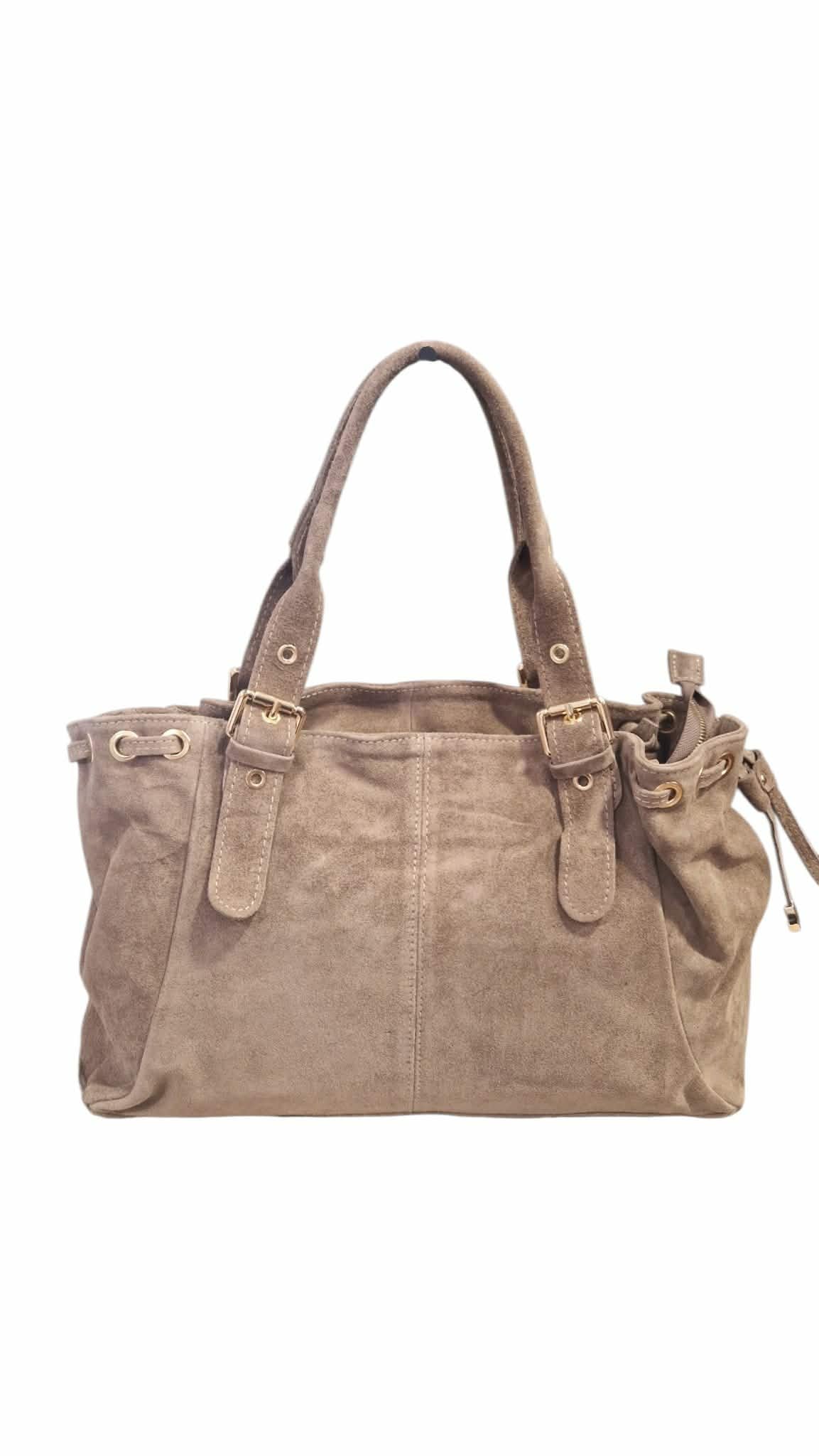 Sac cuir lacet large Taupe