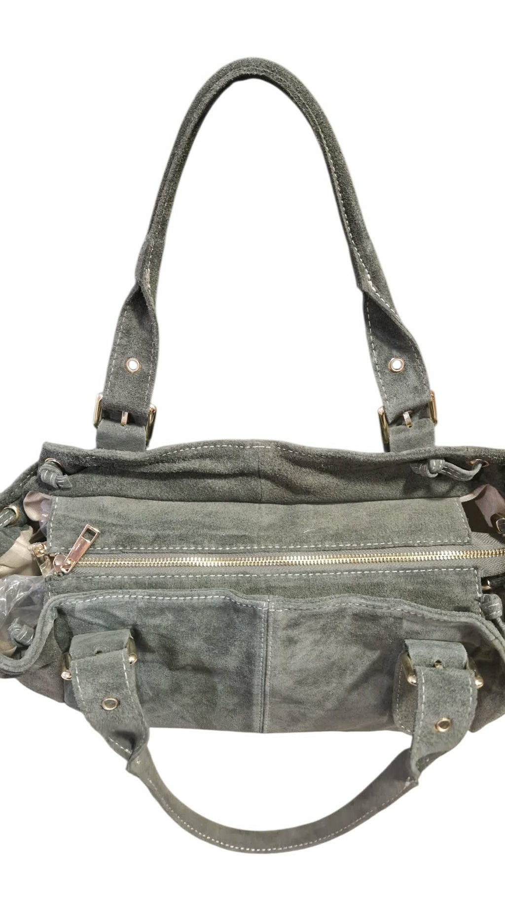 Sac cuir lacet large Kaki