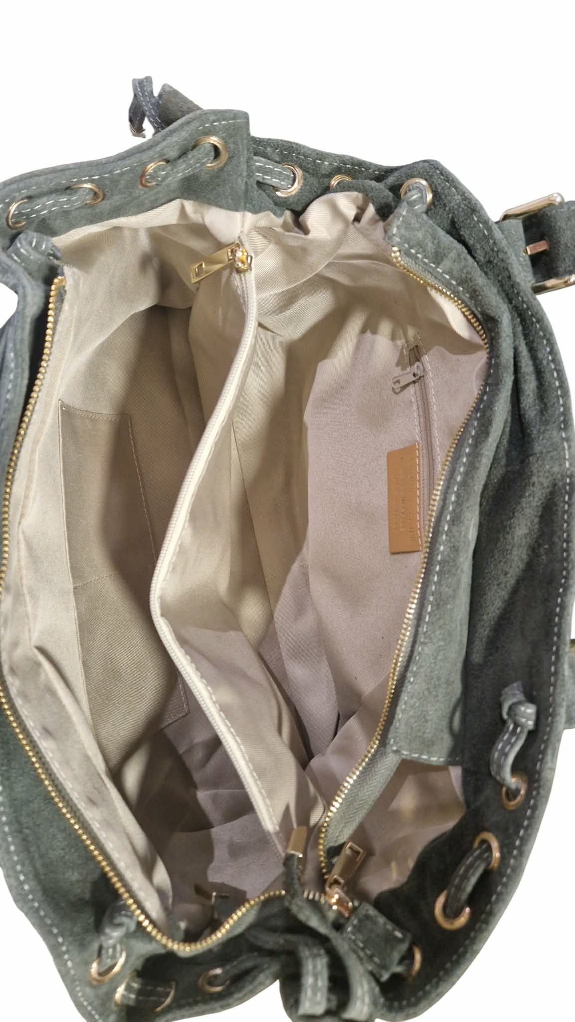 Sac cuir lacet large Kaki