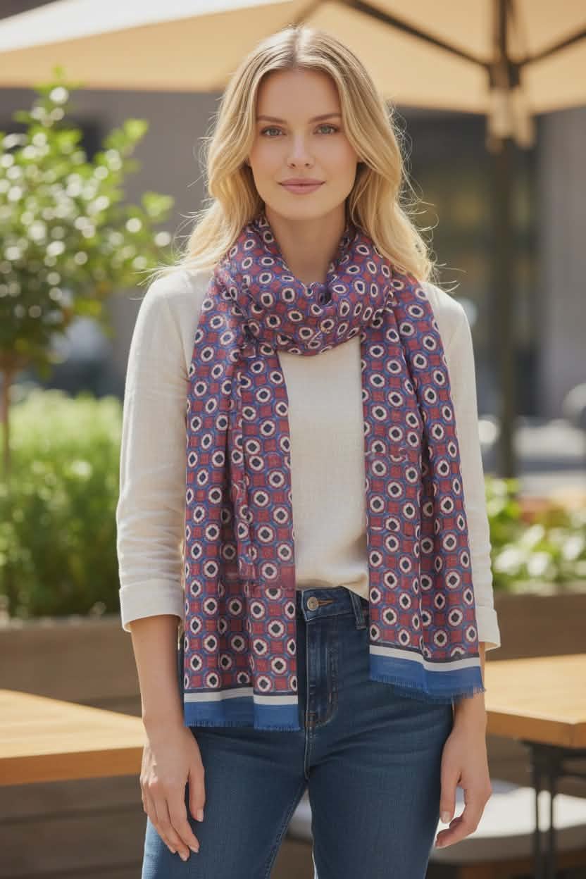 Foulard De Morteuil rouge bleu