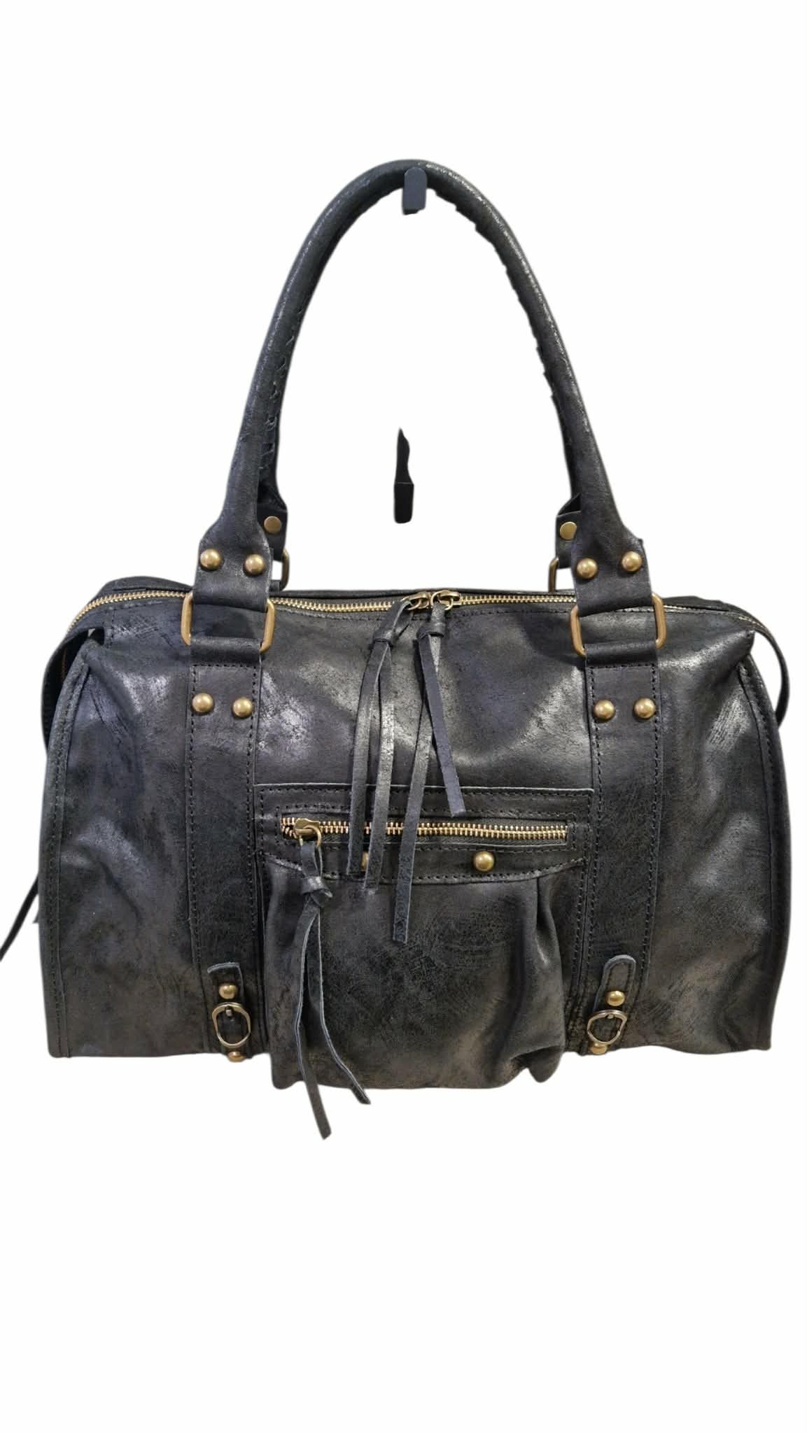 Sac cuir Capucine large Black Mat