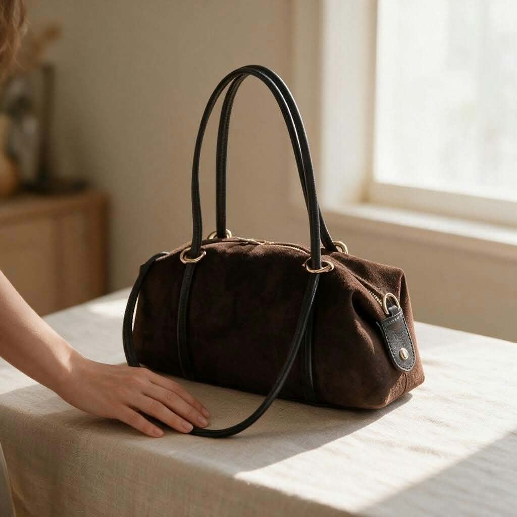 Sac en cuir suède chocolat
