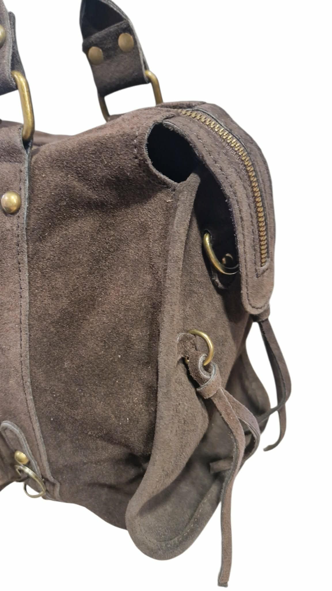 Sac cuir Suède Capucine large Marron