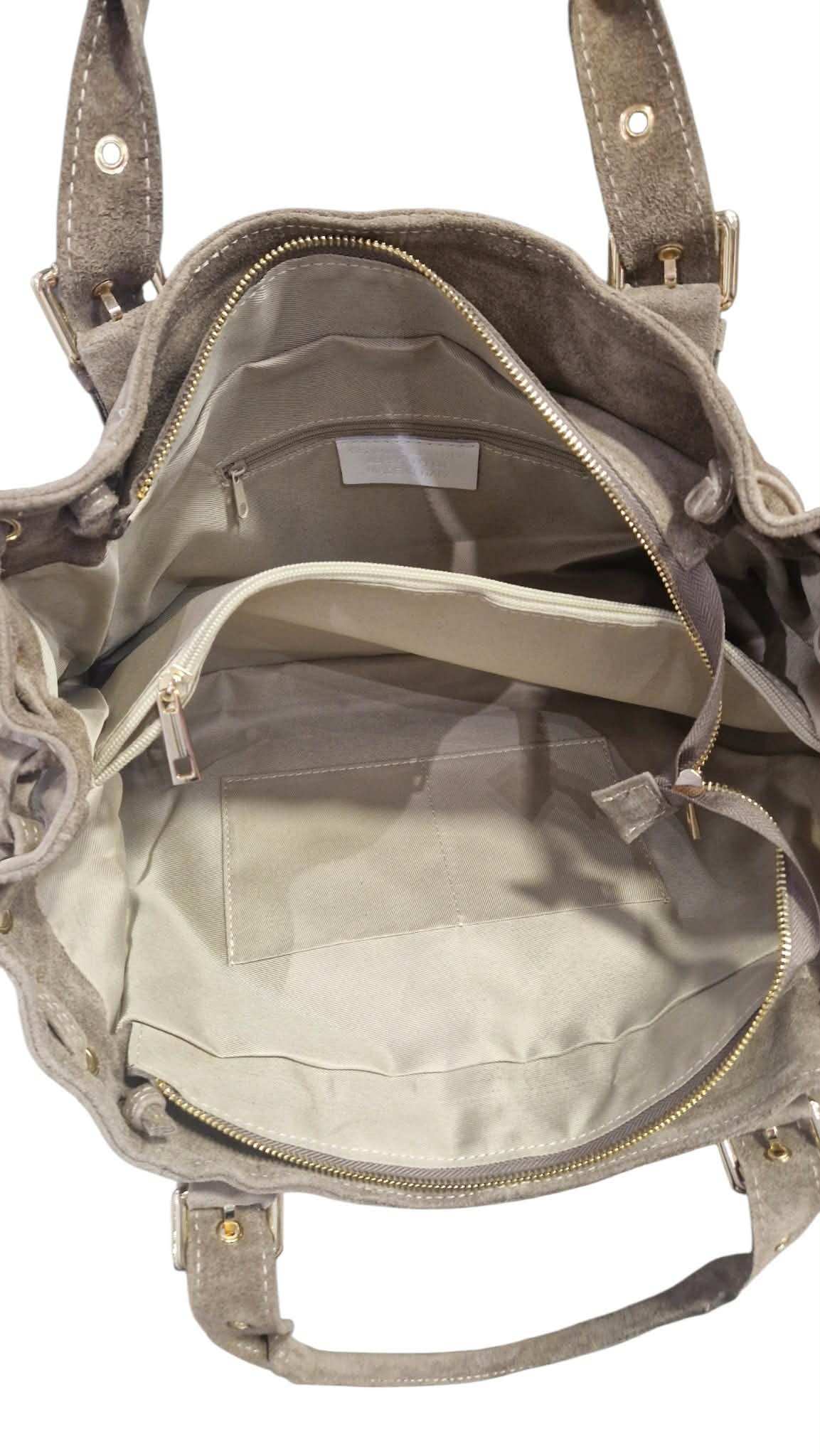 Sac cuir lacet large Taupe