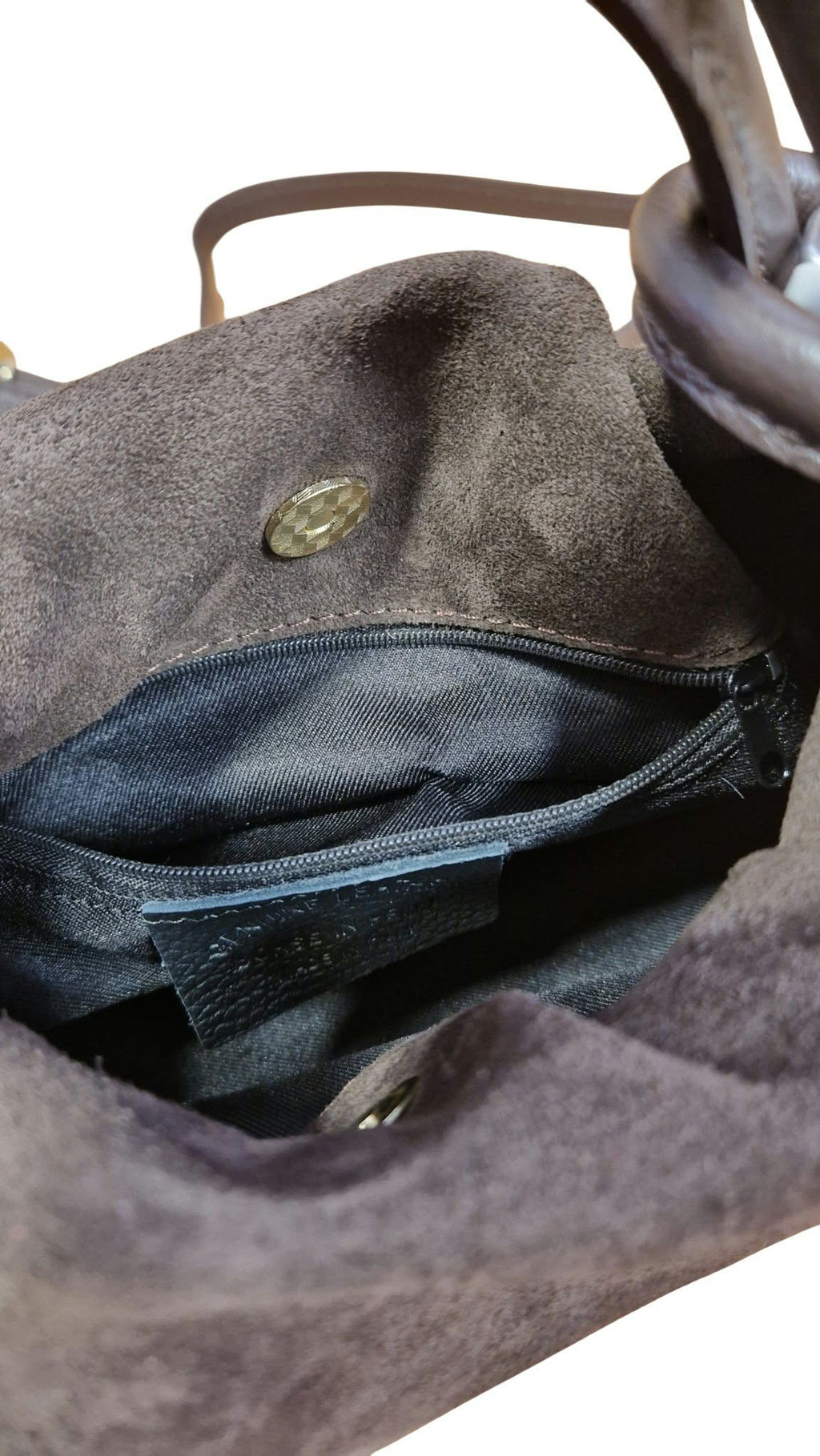 Sac en cuir suède graine noeud chocolat