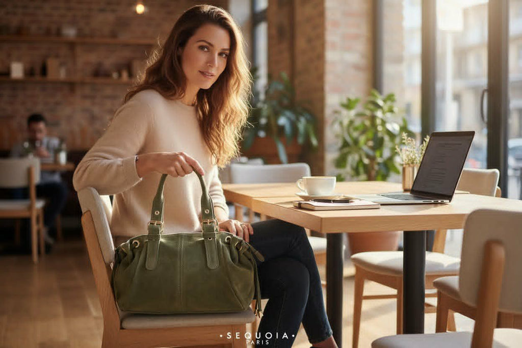 Sac en croute cuir vert