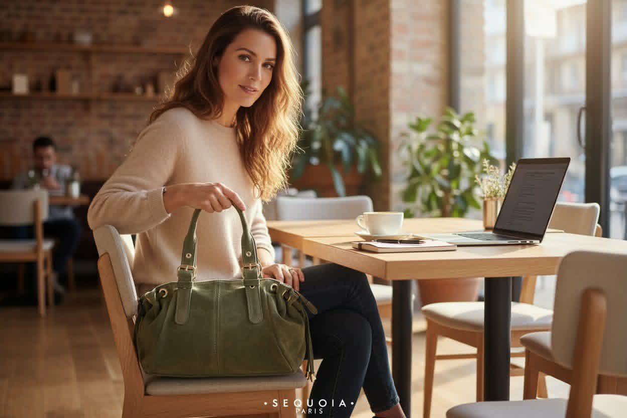 Sac en croute cuir vert