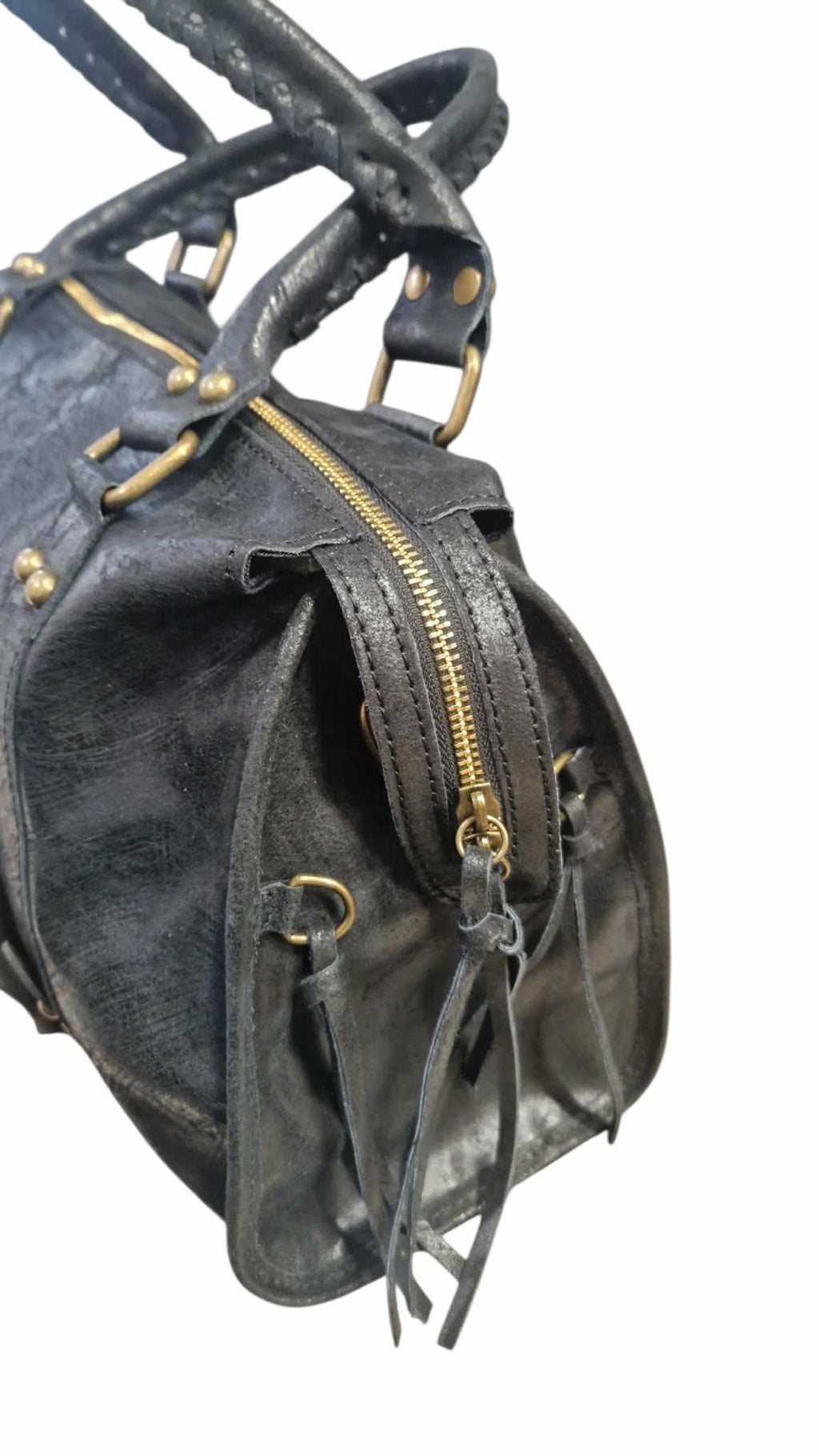 Sac cuir Capucine large Black Mat