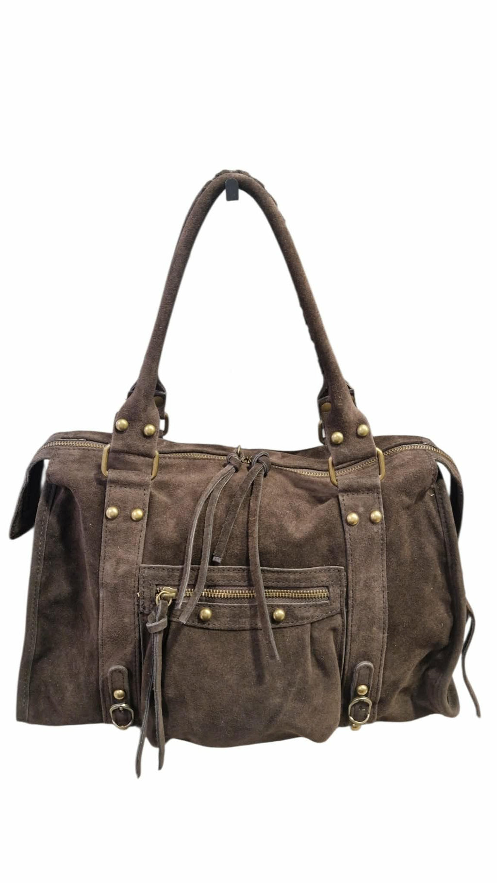 Sac cuir Suède Capucine large Marron