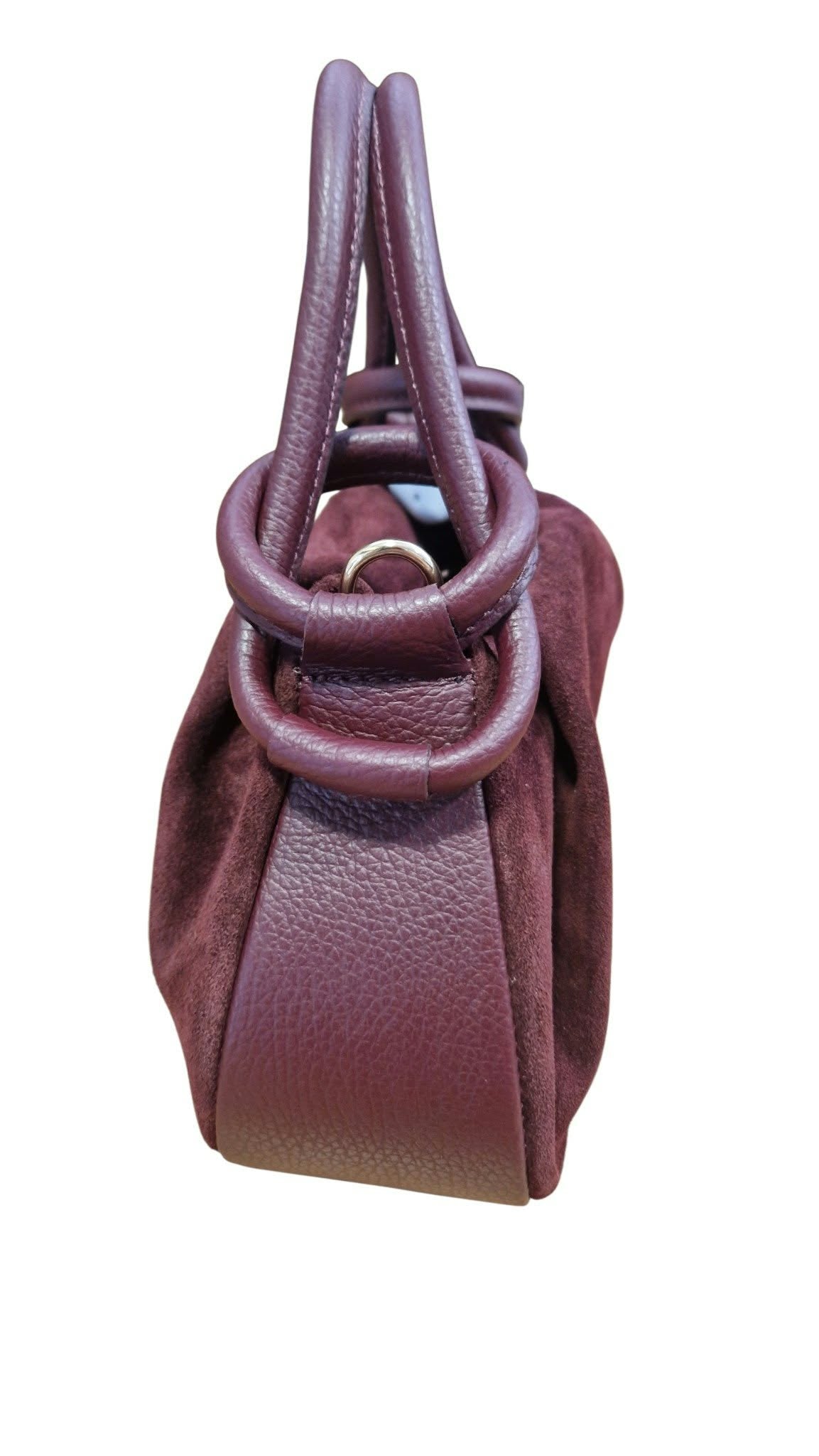 Sac en cuir suède graine noeud bordeaux