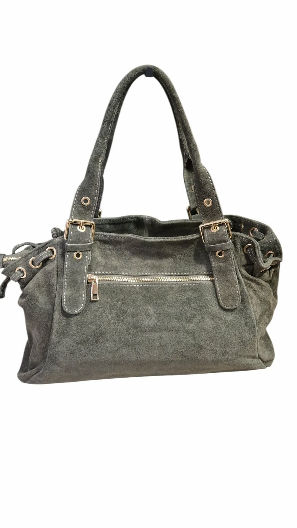 Sac cuir lacet large Kaki