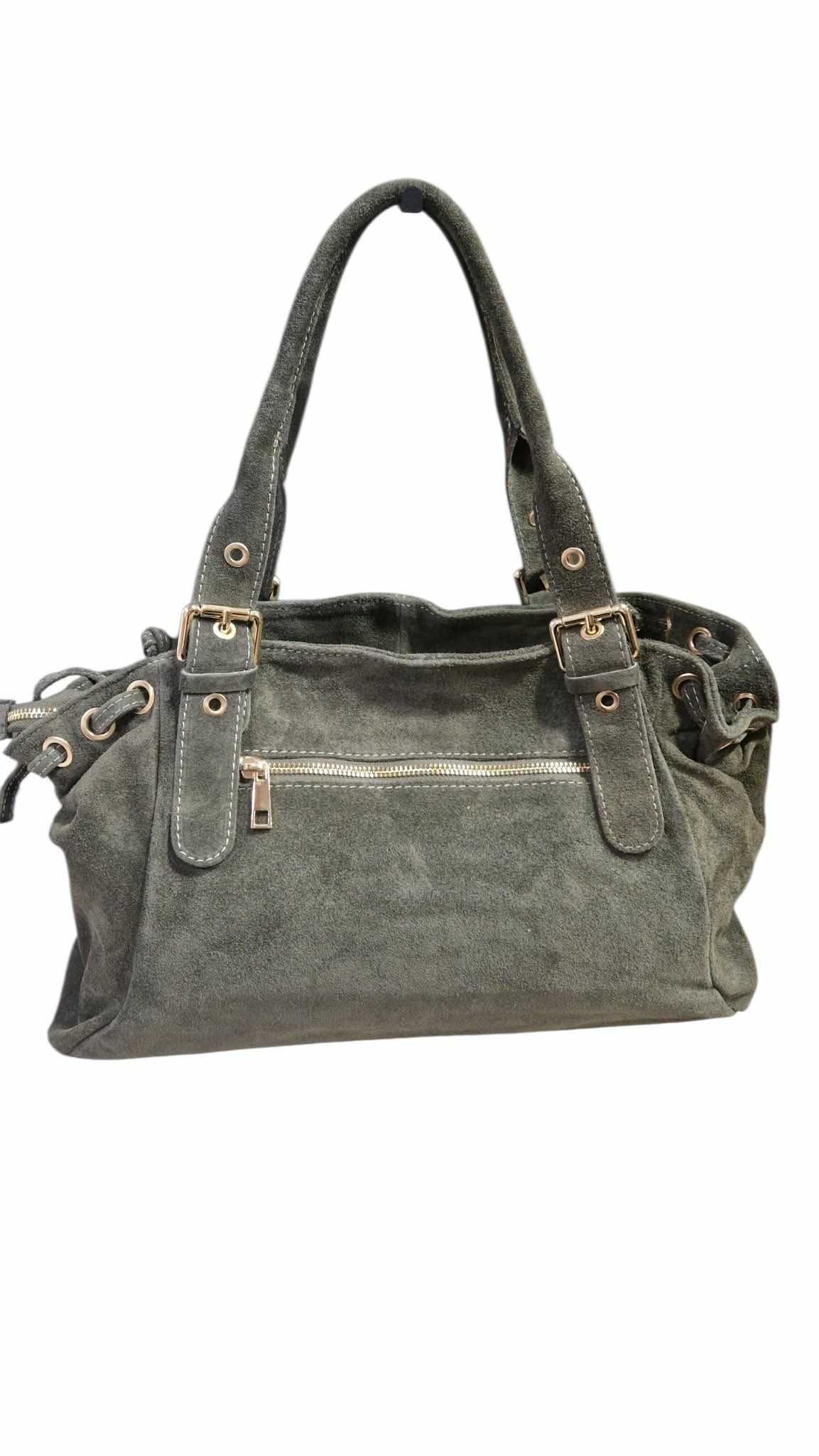 Sac cuir lacet large Kaki