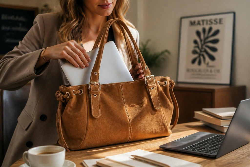 Sac cuir lacet large Cognac