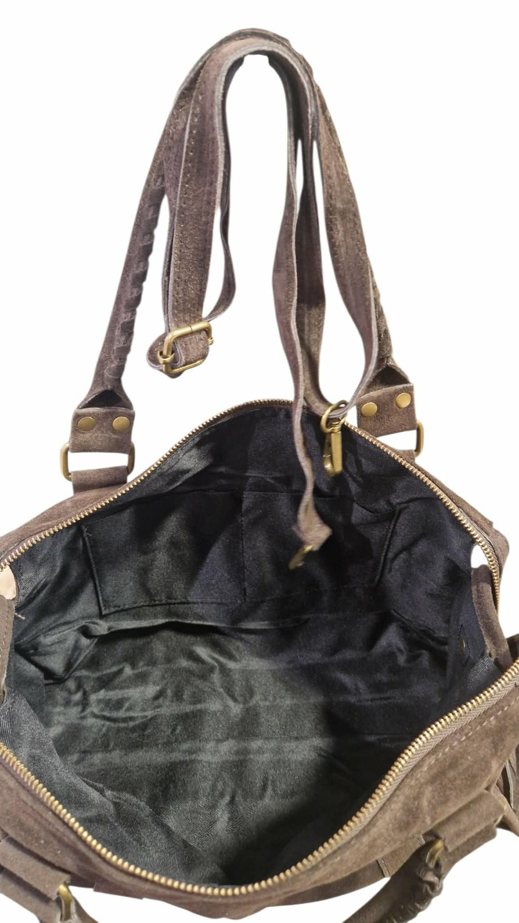Sac cuir Suède Capucine large Marron