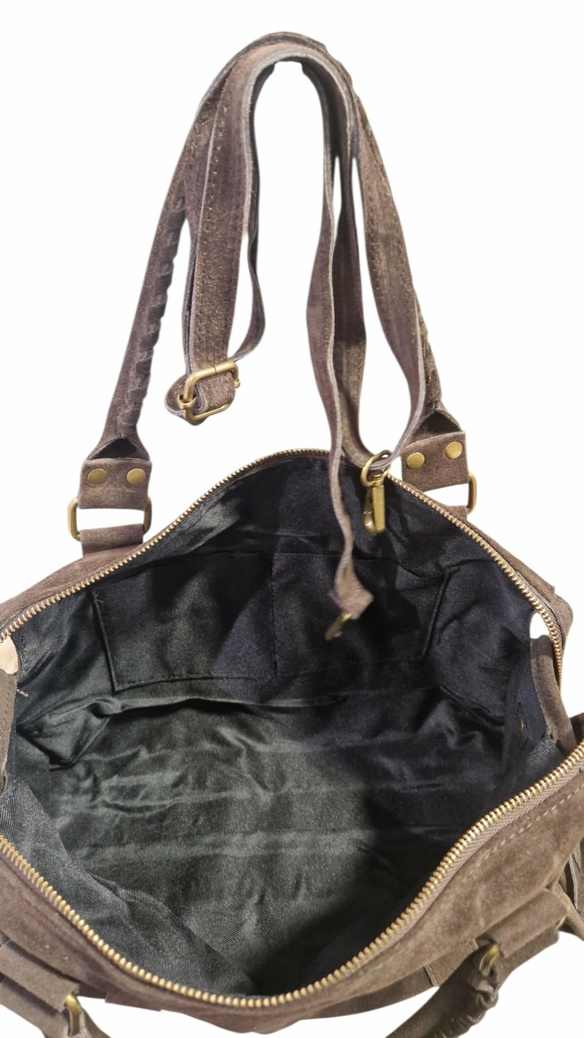 Sac cuir Suède Capucine large Marron